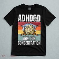 Retro Vintage ADHD&D Roll For Concentration Funny Gamer T-Shirt thumb 5