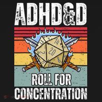Retro Vintage ADHD&D Roll For Concentration Funny Gamer T-Shirt thumb 7
