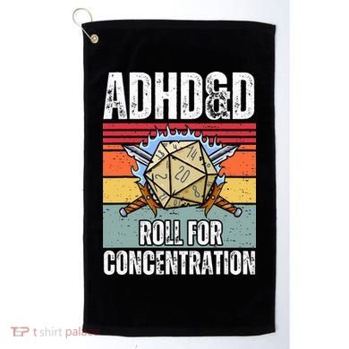 Retro Vintage ADHD&D Roll For Concentration Funny Gamer Golf Towel