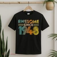 Retro Vintage Awesome Since 1948 Birthday T-Shirt thumb 2