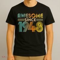 Retro Vintage Awesome Since 1948 Birthday T-Shirt thumb 3