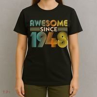 Retro Vintage Awesome Since 1948 Birthday T-Shirt thumb 4
