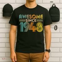 Retro Vintage Awesome Since 1948 Birthday T-Shirt thumb 6