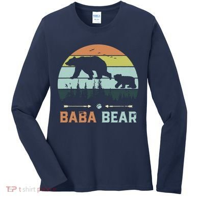 Retro Vintage Baba Bear Women's Long Sleeve Shirt