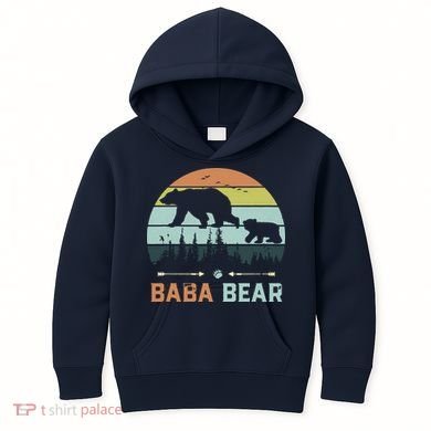 Retro Vintage Baba Bear Kids Hoodie