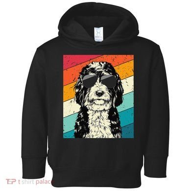 Retro Vintage Bernedoodle With Sunglasses Dog Lovers Toddler Hoodie