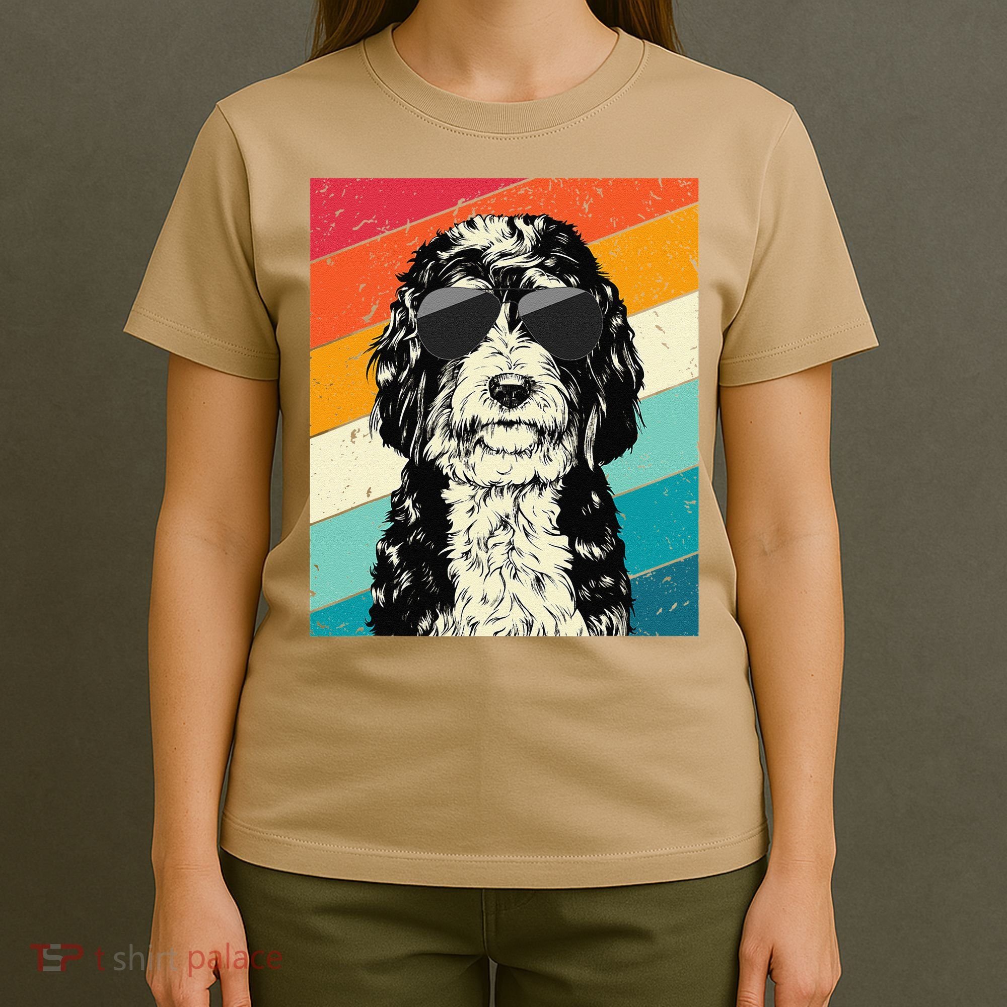 Retro Vintage Bernedoodle With Sunglasses Dog Lovers T-Shirt