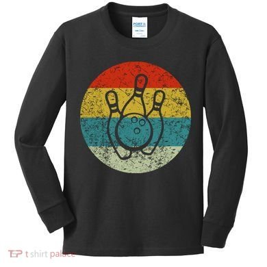 Retro Vintage Bowling Kids Long Sleeve Shirt