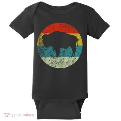 Retro Vintage Bison Baby Bodysuit