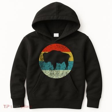 Retro Vintage Bison Kids Hoodie