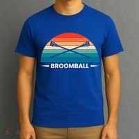 Retro Vintage Broomball Player Faceoff Ball Broom Hockey Cute Gift T-Shirt thumb 3