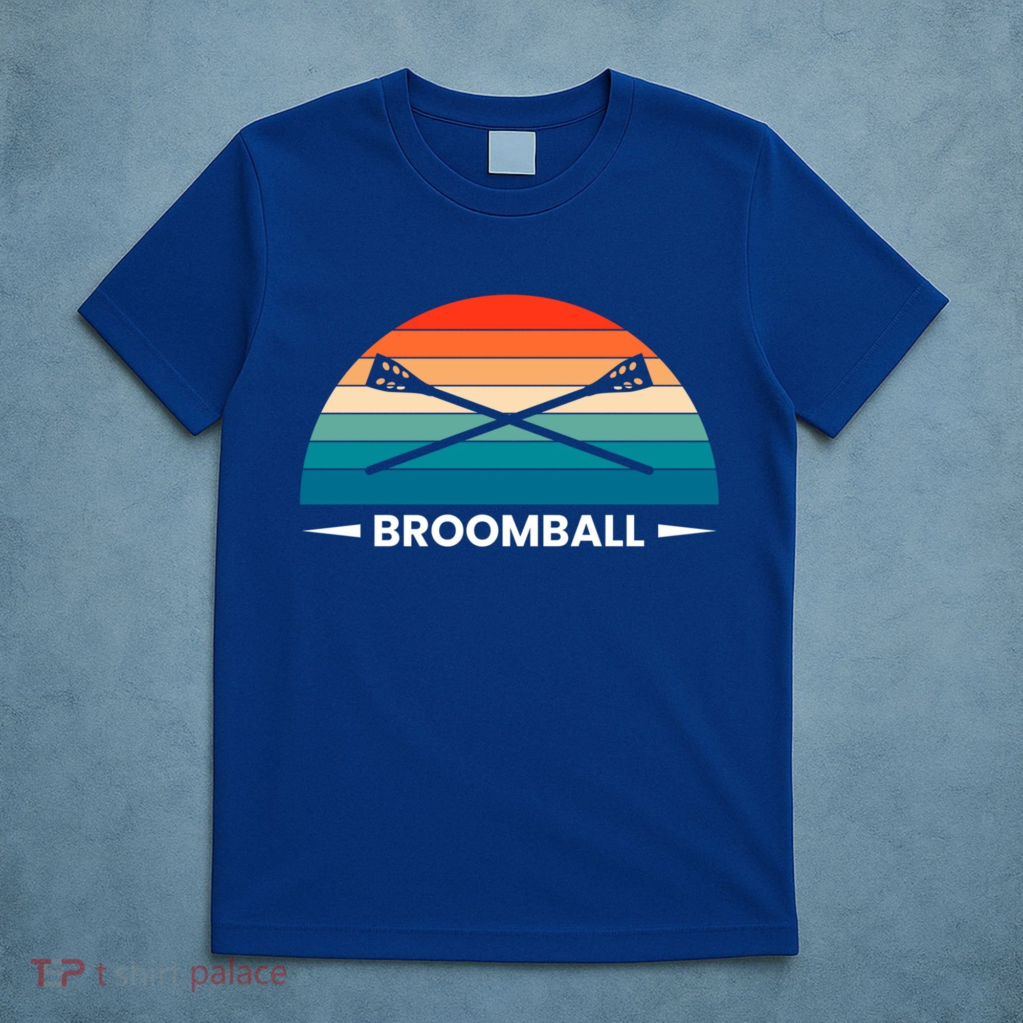 Retro Vintage Broomball Player Faceoff Ball Broom Hockey Cute Gift T-Shirt