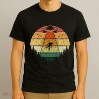 Retro Vintage Bigfoot Ufo Abduction Funny Sasquatch Aliens T-Shirt thumb 3