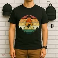 Retro Vintage Bigfoot Ufo Abduction Funny Sasquatch Aliens T-Shirt thumb 6