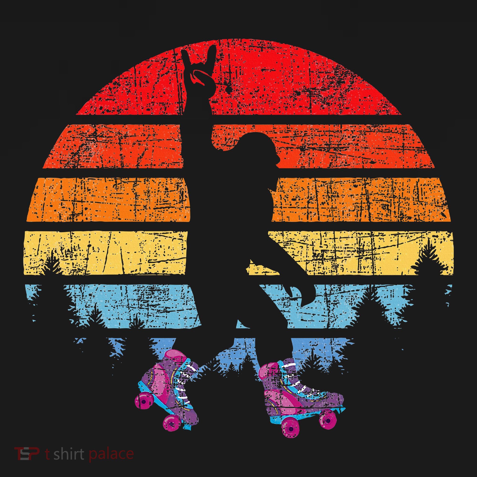 Retro Vintage Bigfoot Skater Roller Skating Roller Derby T-Shirt