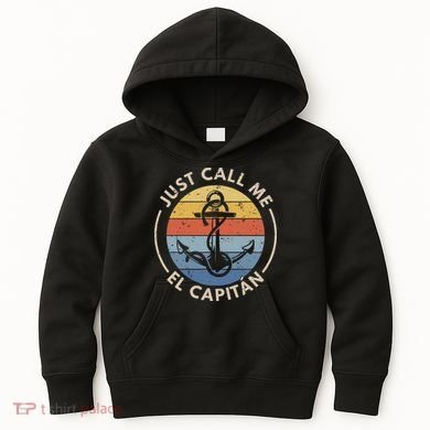 Retro Vintage Boat Just Call Me El Capitan Kids Hoodie
