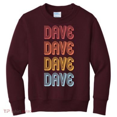 Retro Vintage Custom Name Dave Kids Sweatshirt