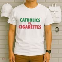 Retro Vintage Catholics Vs Cigarettes Funny Saying T-Shirt thumb 6