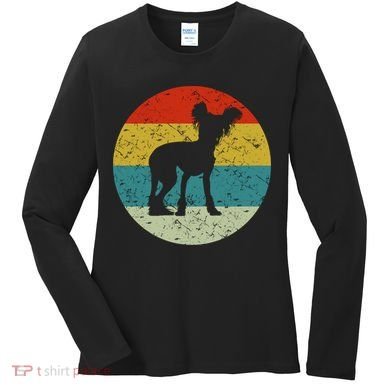Retro Vintage Chinese Crested Women's Long Sleeve Shirt