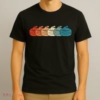 Retro Vintage Curling Player Curler Winter Ice Sports Stones Gift T-Shirt thumb 3
