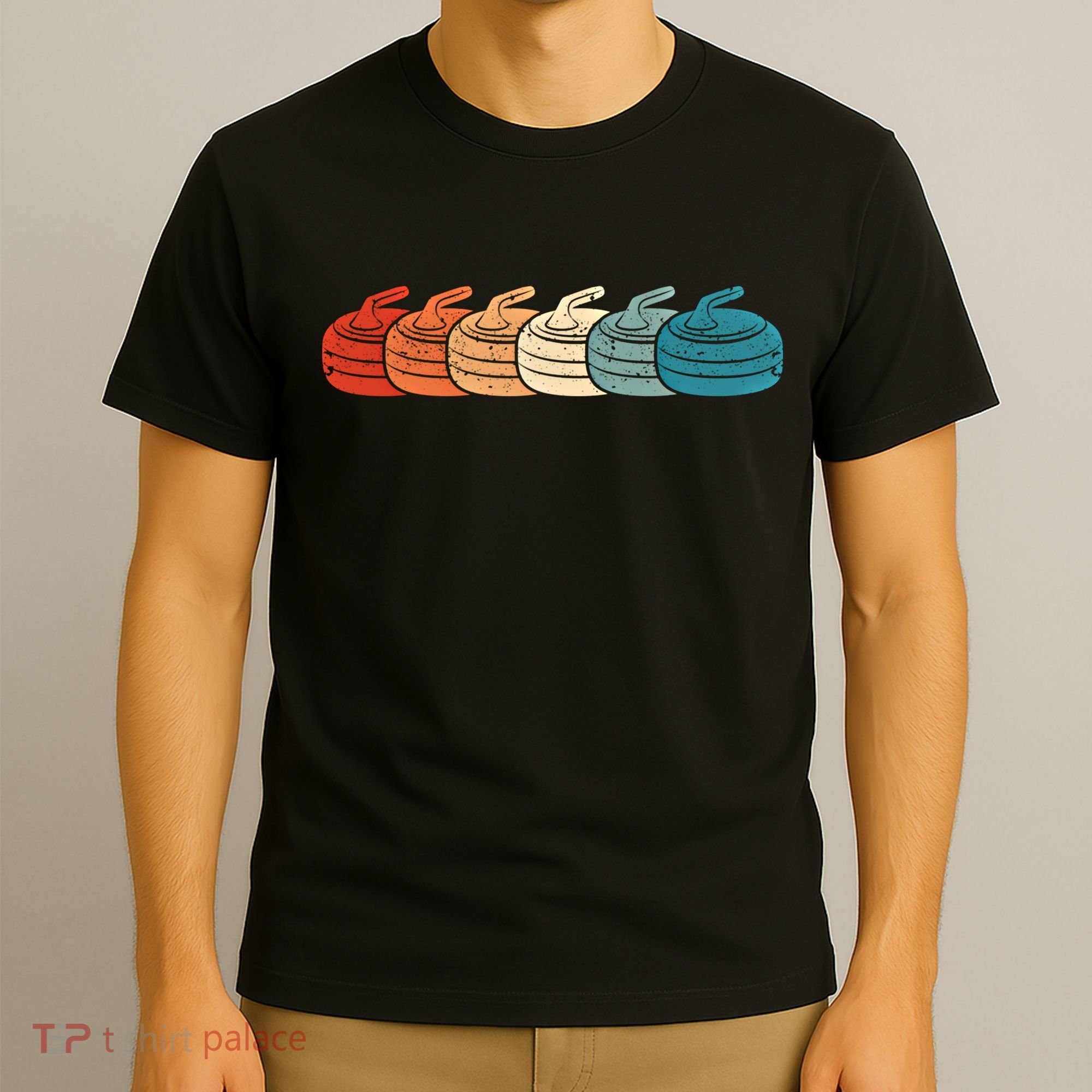 Retro Vintage Curling Player Curler Winter Ice Sports Stones Gift T-Shirt