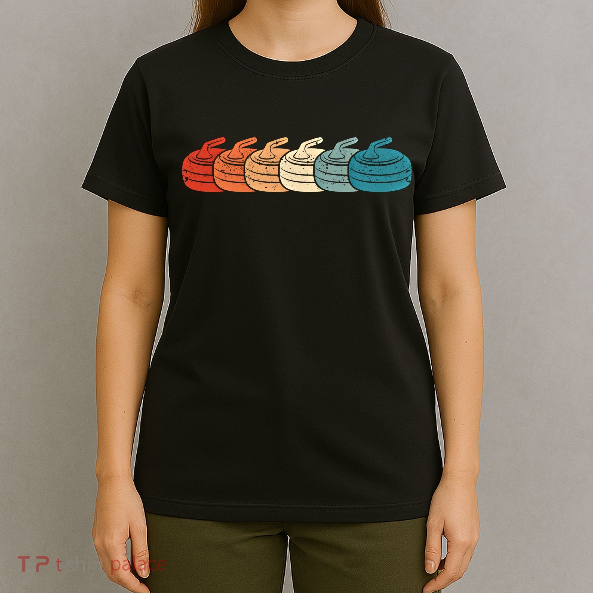 Retro Vintage Curling Player Curler Winter Ice Sports Stones Gift T-Shirt