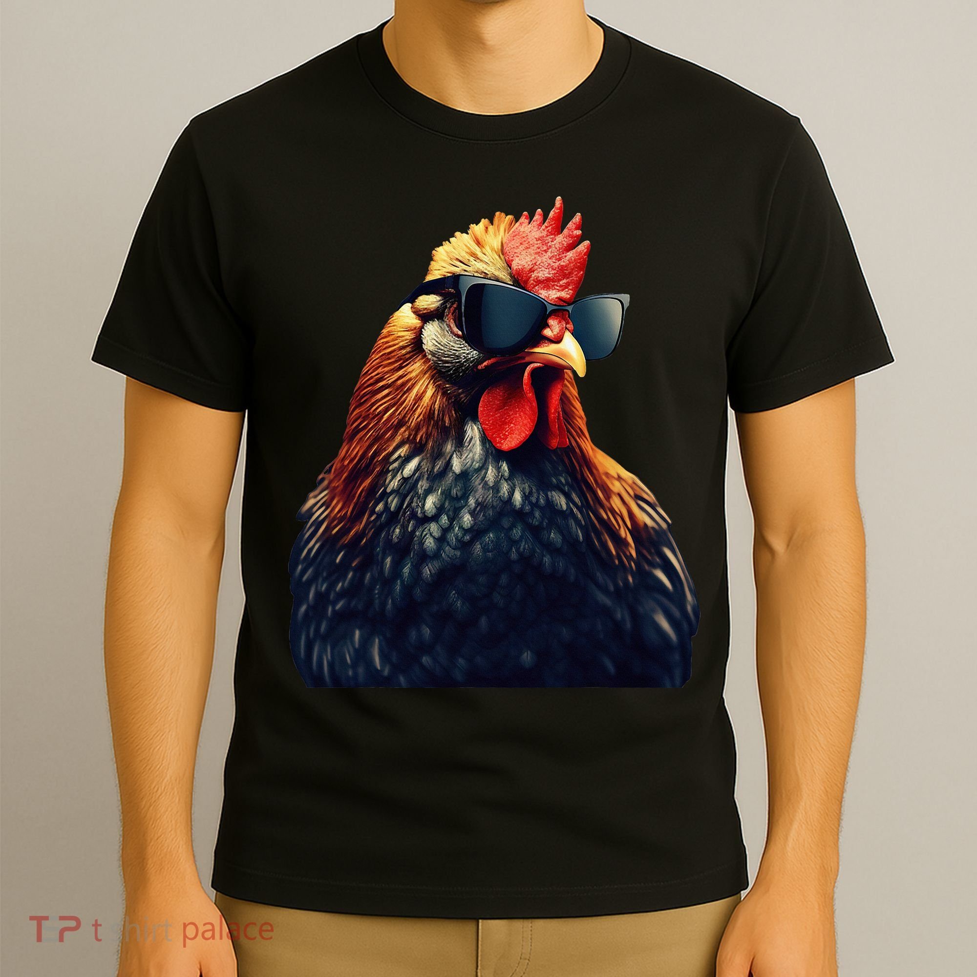 Retro Vintage Chicken Cool Rooster Wearing Sunglasses T-Shirt