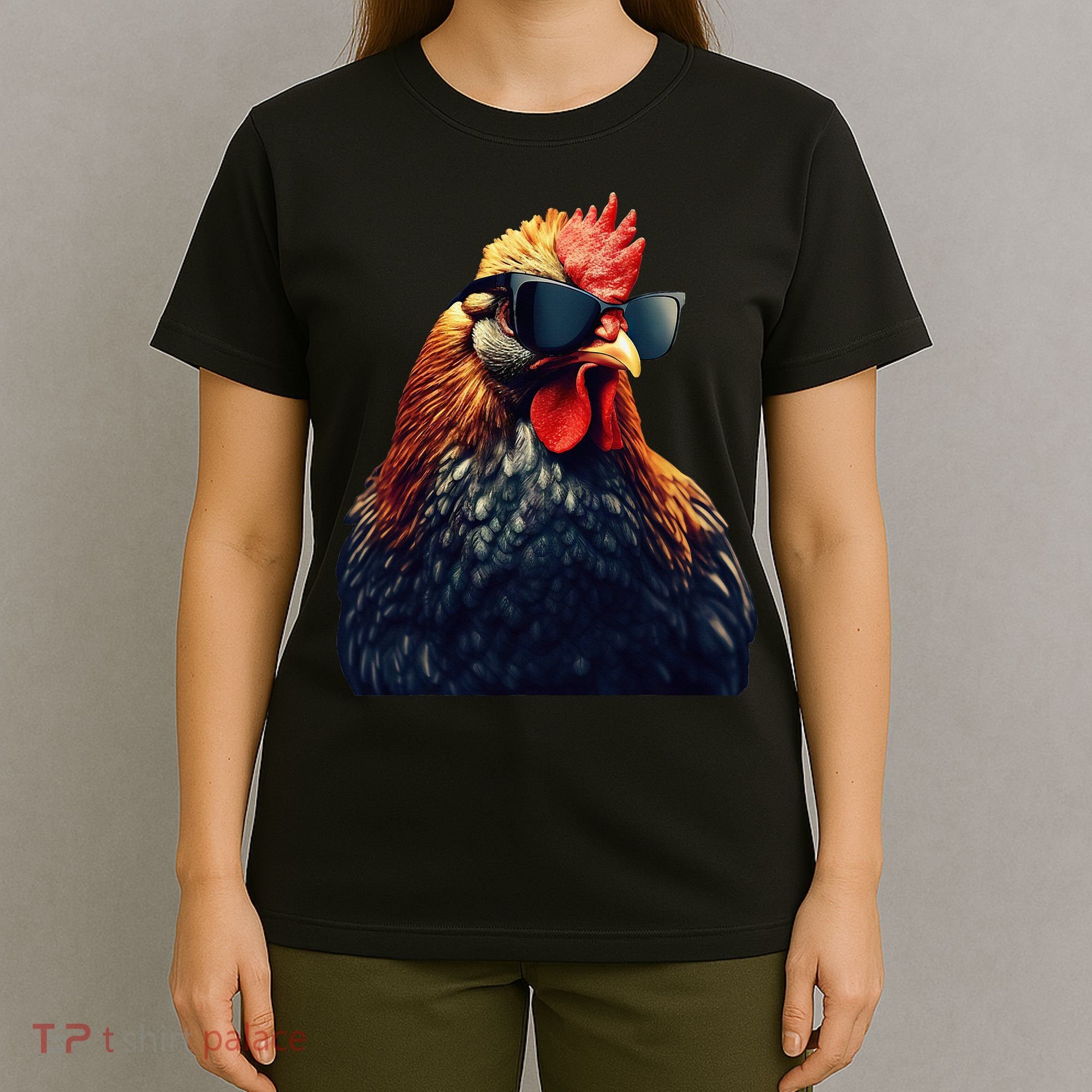 Retro Vintage Chicken Cool Rooster Wearing Sunglasses T-Shirt