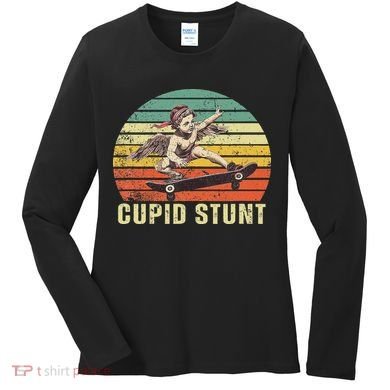 Retro Vintage Cupid Stunt Unhinged Cringe Funny Women's Long Sleeve Shirt