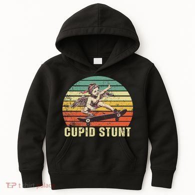 Retro Vintage Cupid Stunt Unhinged Cringe Funny Kids Hoodie