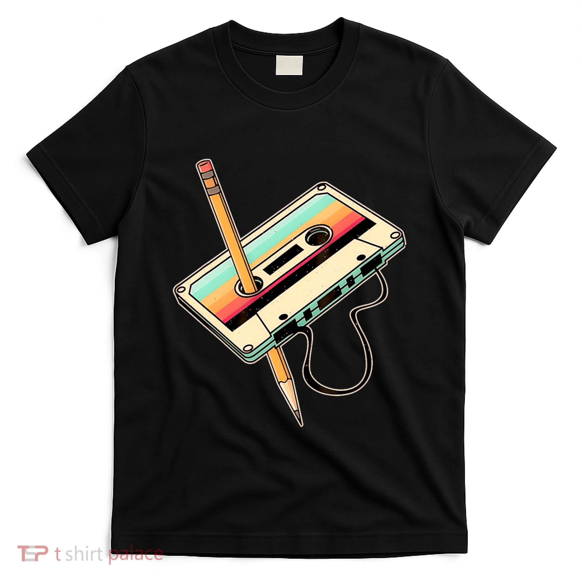 Retro Vintage Cassette Tape Pencil 70s 80s 90s Music Mixtape T-Shirt