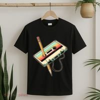 Retro Vintage Cassette Tape Pencil 70s 80s 90s Music Mixtape T-Shirt thumb 2