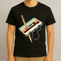 Retro Vintage Cassette Tape Pencil 70s 80s 90s Music Mixtape T-Shirt thumb 3