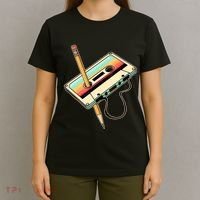 Retro Vintage Cassette Tape Pencil 70s 80s 90s Music Mixtape T-Shirt thumb 4