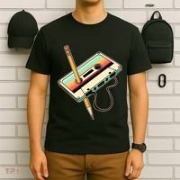 Retro Vintage Cassette Tape Pencil 70s 80s 90s Music Mixtape T-Shirt thumb 6