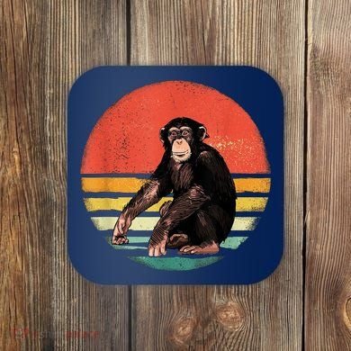 Retro Vintage Chimpanzee Monkey Wild Forest Animal Coaster