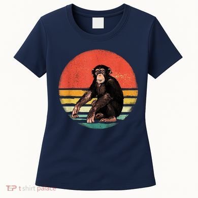 Retro Vintage Chimpanzee Monkey Wild Forest Animal Women's T-Shirt