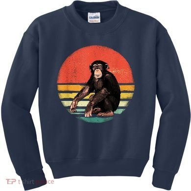 Retro Vintage Chimpanzee Monkey Wild Forest Animal Kids Sweatshirt