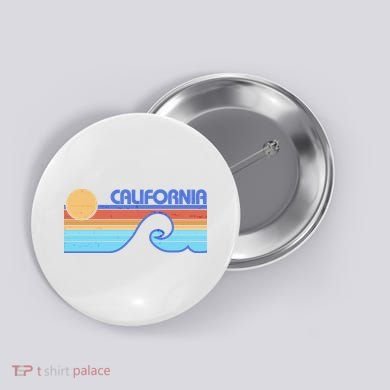 Retro Vintage California Sunset Wave Button