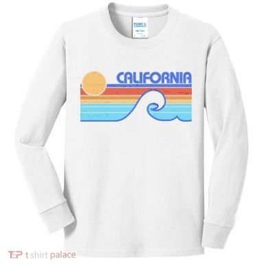 Retro Vintage California Sunset Wave Kids Long Sleeve Shirt