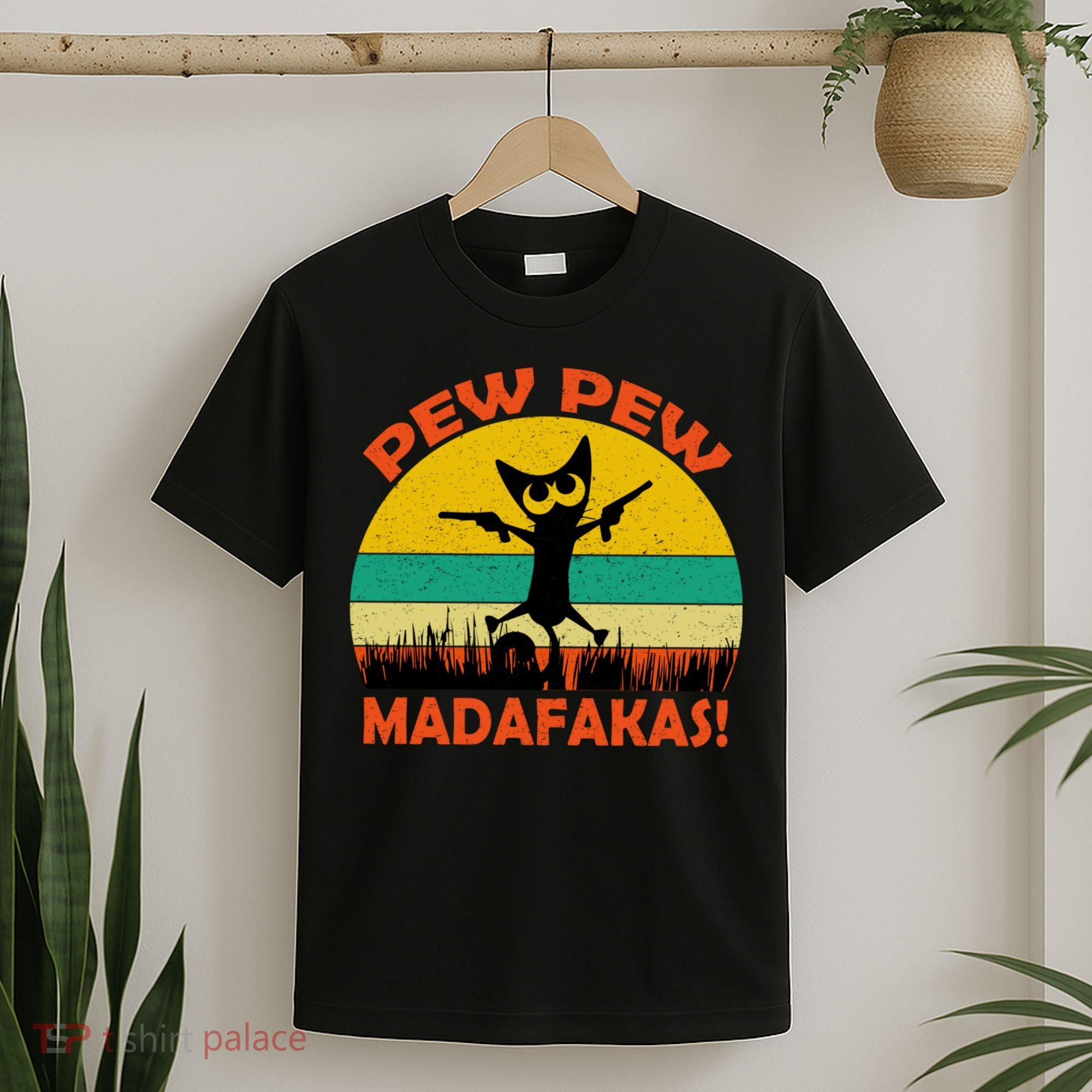 Retro Vintage Cat Pew Pew Madafakas T-Shirt