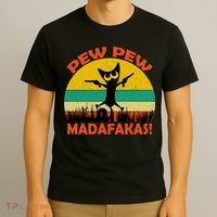 Retro Vintage Cat Pew Pew Madafakas T-Shirt thumb 3
