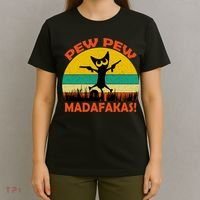 Retro Vintage Cat Pew Pew Madafakas T-Shirt thumb 4