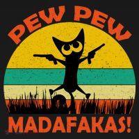 Retro Vintage Cat Pew Pew Madafakas T-Shirt thumb 7
