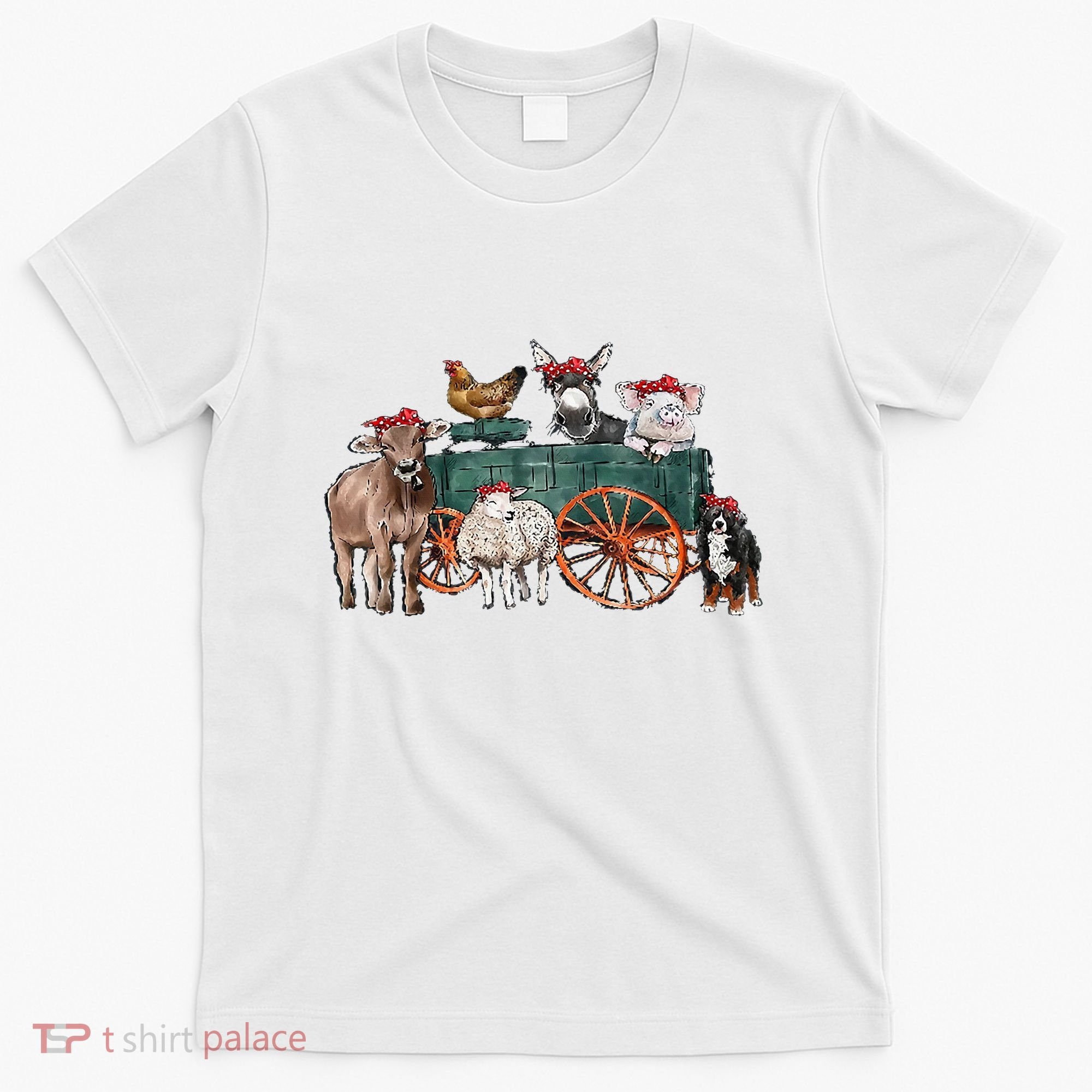 Retro Vintage Cute Farm Animals Farmer Farming T-Shirt