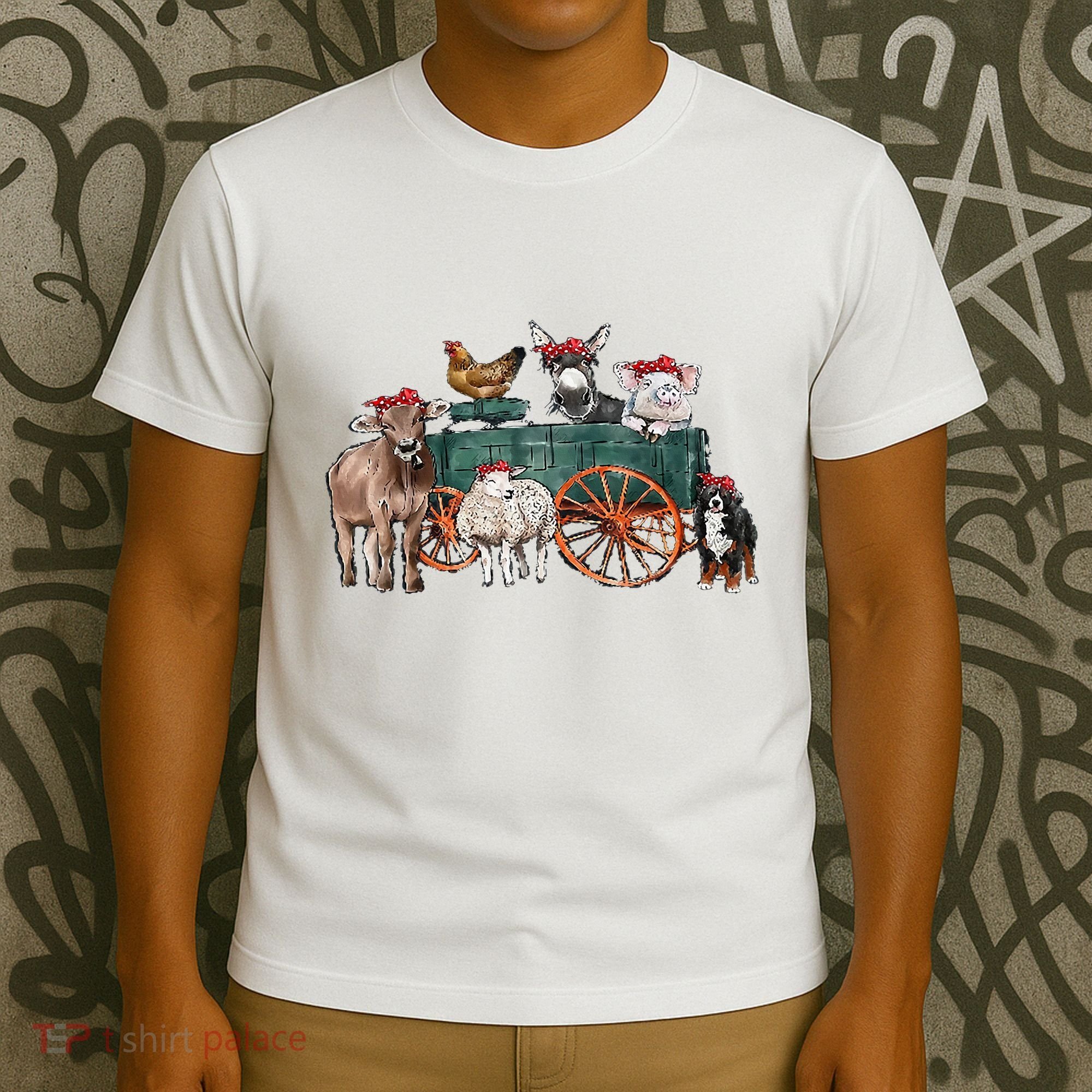 Retro Vintage Cute Farm Animals Farmer Farming T-Shirt