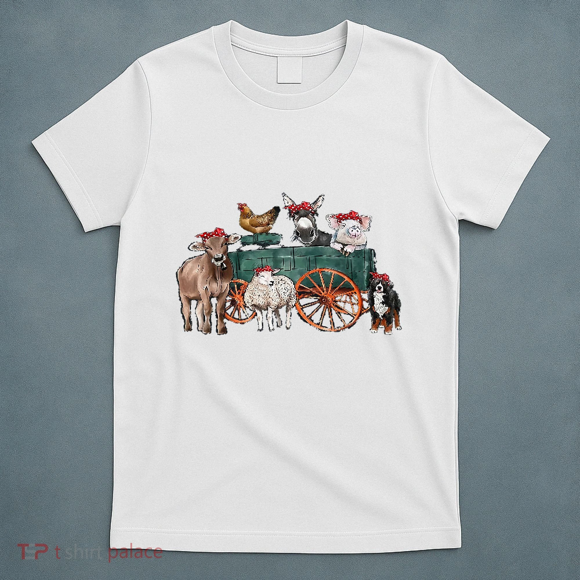 Retro Vintage Cute Farm Animals Farmer Farming T-Shirt