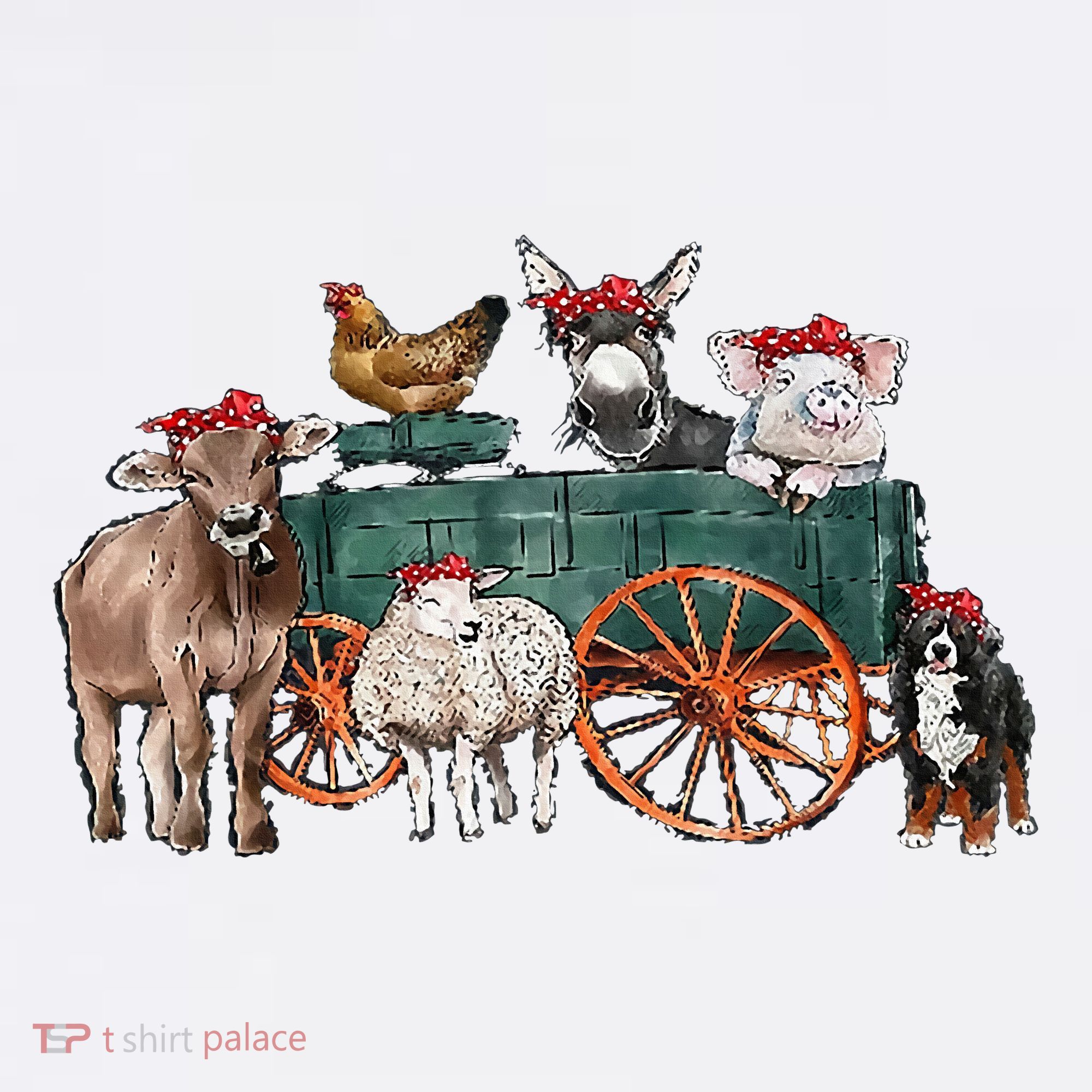 Retro Vintage Cute Farm Animals Farmer Farming T-Shirt