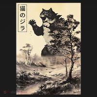 Retro Vintage Cat Japanese Art Catzilla Legendary Rare Kaiju Gift T-Shirt thumb 7