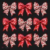 Retro Valentines Day Heart Coquette Bow USA-Made Doggie Bandana thumb 2